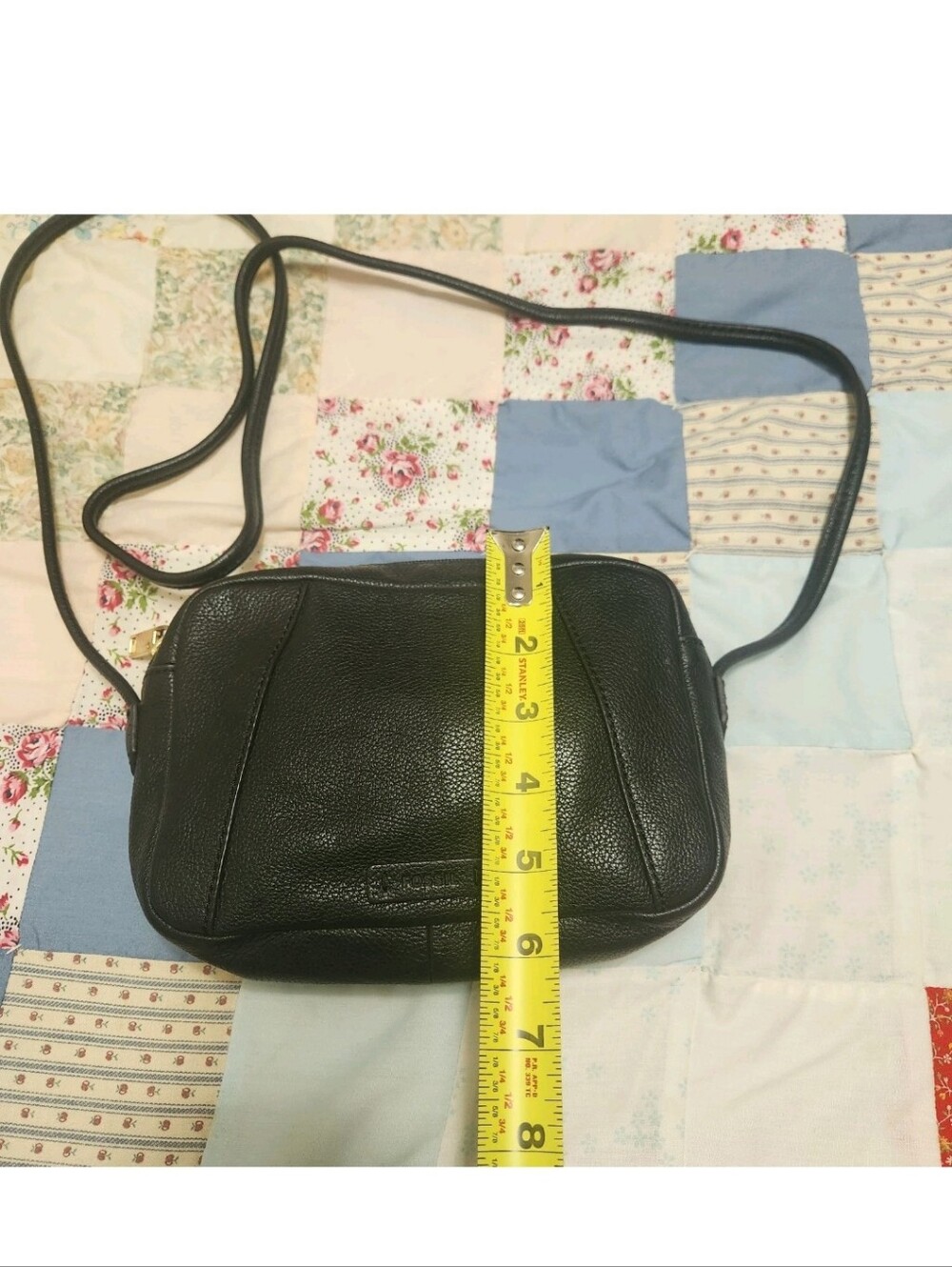 Vtg Fossil Black Pebbled Cowhide Leather Crossbody Shoulder Bag Classic 8x6x3 - Picture 11 of 16